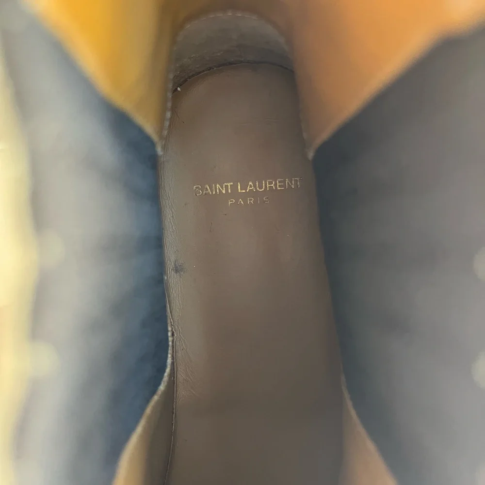 Sz 12 Saint Laurent Beige Suede Leather Chelsea Boots - Picture 6 of 10